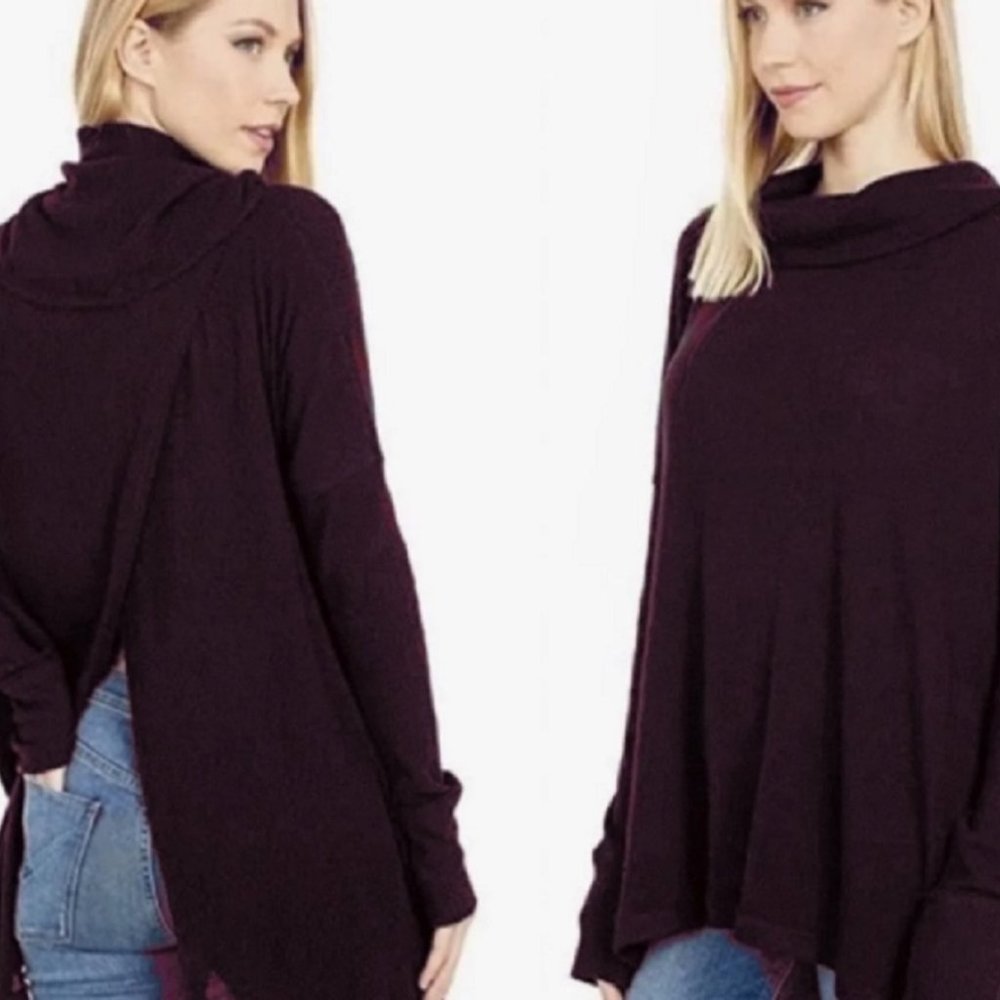 75% OFF SALE Free People NWT Juicy Long Sleeve Cowl Top Wine Color Retail $88 - Picture 8 of 8